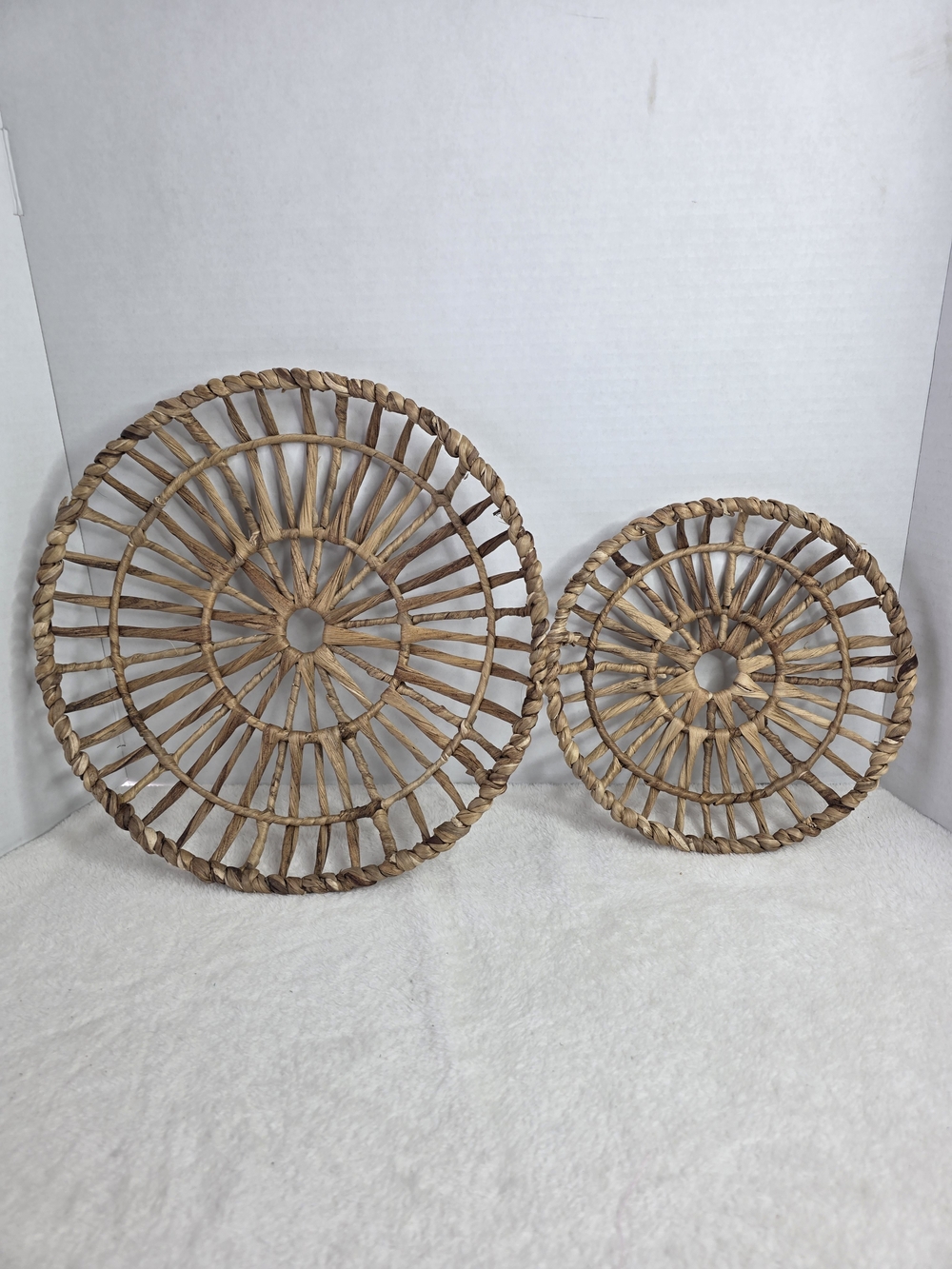 Round Woven Rattan Wall Accents - Natural Set of 2